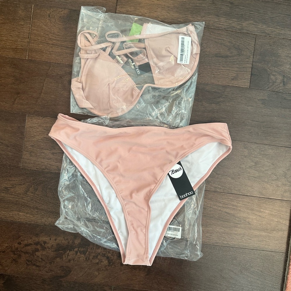 Boohoo Dusty Pink Blush Bikini Set - NWT